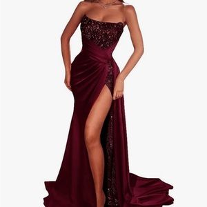 Glitter Sequin Prom Dress Mermaid Slit Sparkly Long Formal
